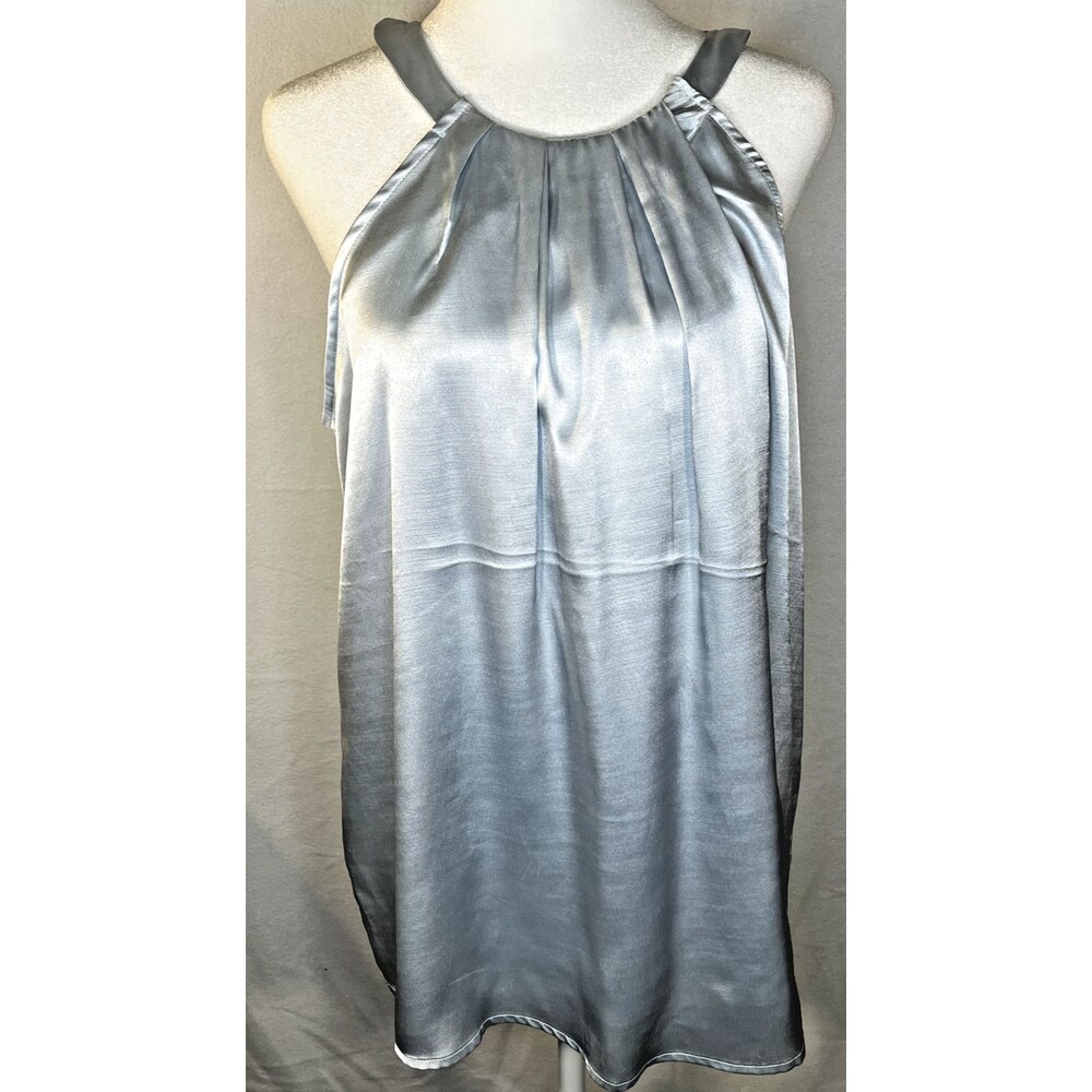 The Limited Womens M Sleeveless Halter Top Pleated Silver